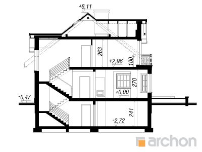 Maja helikooniates (P) lõige